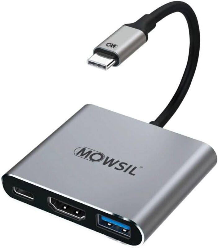 Mowsil 13-in-1 USB-C 4K HDMI and FHD VGA Dual Video Output Type-C Hub with 100W Power Delivery, Gigabit Ethernet, 3 USB 3.0 Ports, USB C to 3.5mm, SD/TF Slot for MacBook Pro/Air 2023/HP, Grey